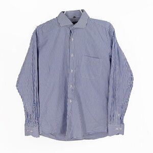 Louis Fearaud Paris Blue White Stripe Button Down Long Sleeve Top